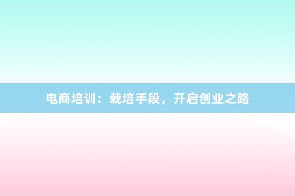 电商培训:栽培手段,开启创业之路